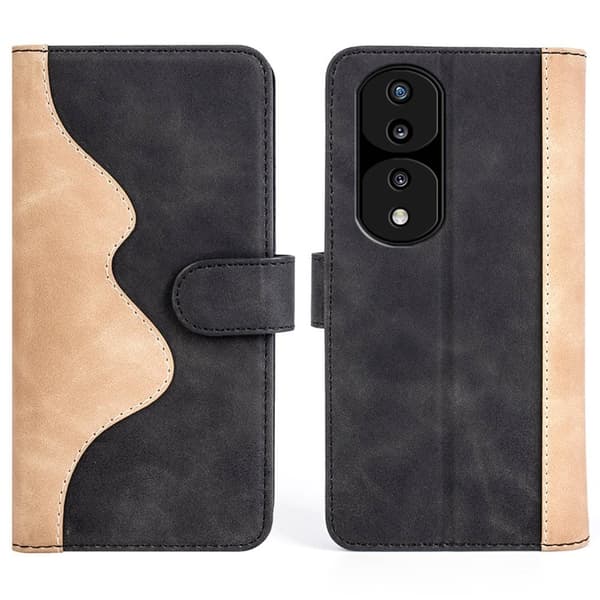 To-farvet Honor 70 Pro læderetui - Sort Black