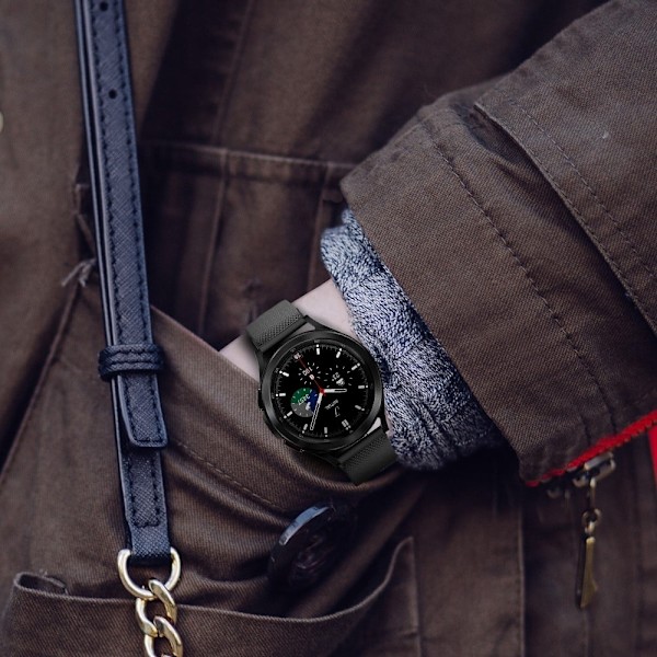 20 mm universellt elastiskt klockarmband i nylon - Mörkgrå Silvergrå