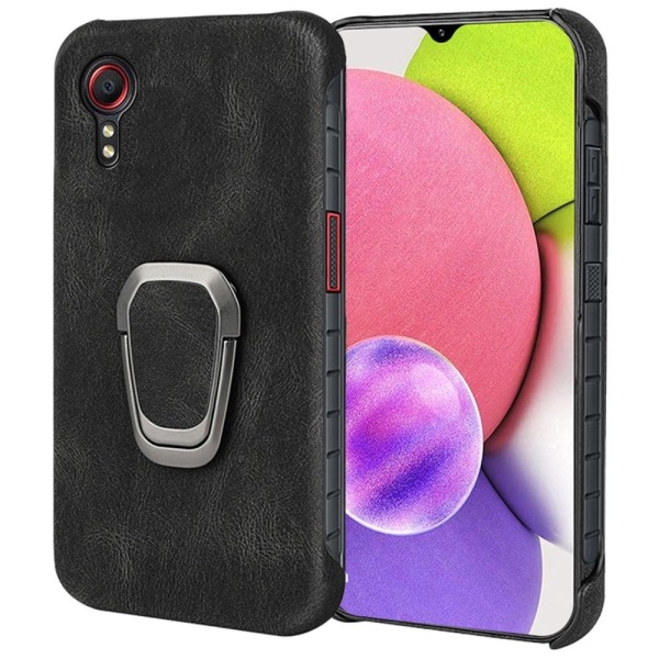 Shockproof leather cover with oval kickstand for Samsung Galaxy Svart