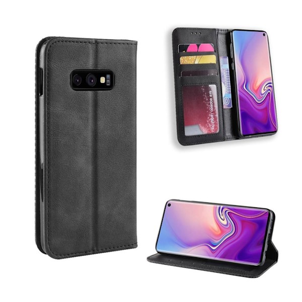 Samsung Galaxy S10e vintage läderfodral - Svart Svart