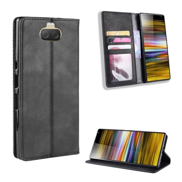 Sony Xperia 10 vintage læderetui - Sort Black