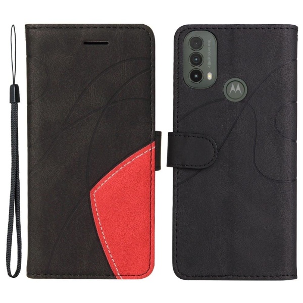 Texturerat läder Motorola Moto E30 / Motorola Moto E40 / Motorola Moto E20 fodral med handledsband - Svart Svart