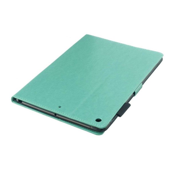 iPad 10.2 (2019) imprint butterfly leather flip case - Cyan Green