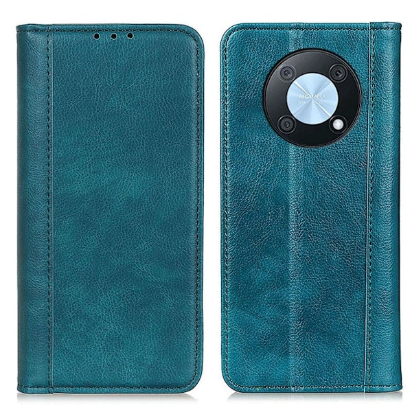 Äkta läder Huawei nova Y90 fodral med magnetisk stängning Grön