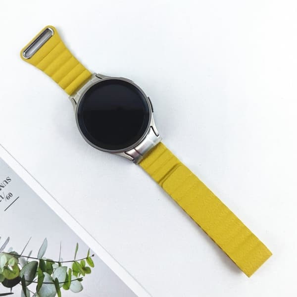 Samsung Galaxy Watch 5 / 4 ekte lærrem - Gul Yellow