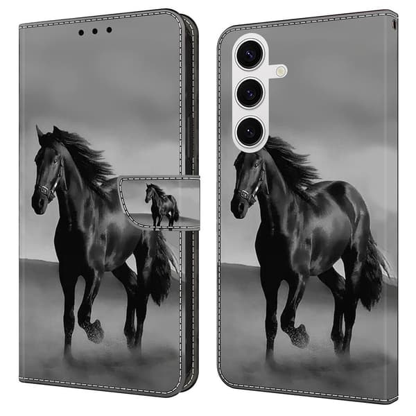 Wonderland Samsung Galaxy S25 Plus flip etui - Sort Hest Black