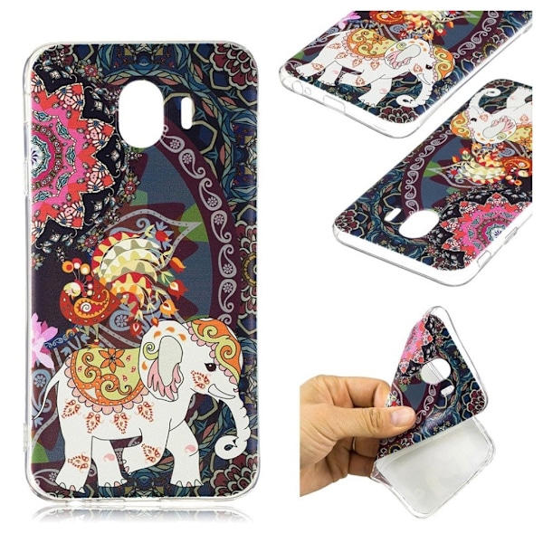Samsung Galaxy J4 (2018) mønstret gele etui - Blomst og Elefant Multicolor