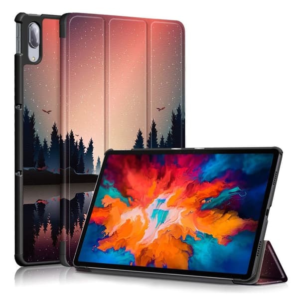 Lenovo Tab P11 Pro læderetui med tredobbelt mønster - Stjernehimmel Ved Søen Multicolor