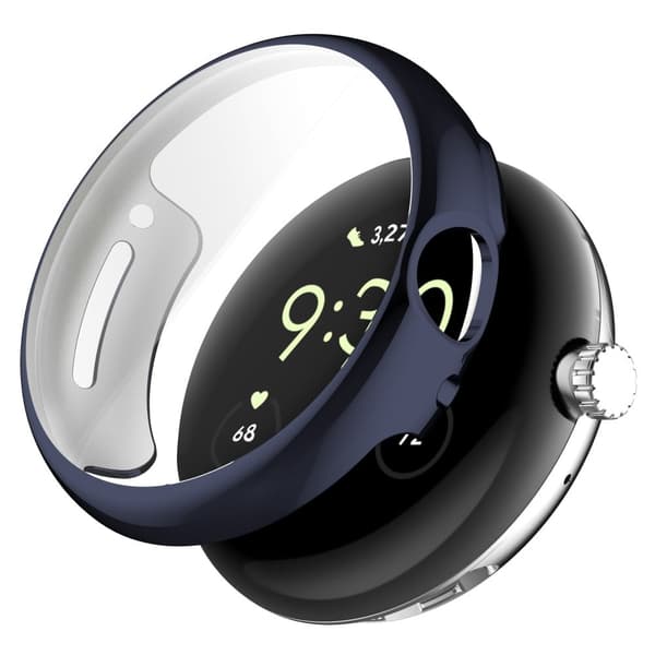Google Pixel Watch galvaniseringsdeksel med skjermbeskytter - Midnattsblå Blue