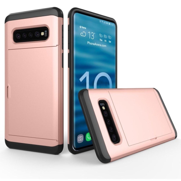 Samsung Galaxy S10 Plus korttipaikallinen hybrid Suojakotelo - Punakulta Pink