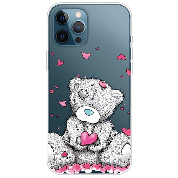 Deco iPhone 14 Pro Max kotelot - Rakkaus Sydän / Karhu Silver grey