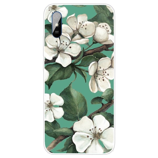 Deco Xiaomi Redmi 9A Etui - Hvid Blomst Green