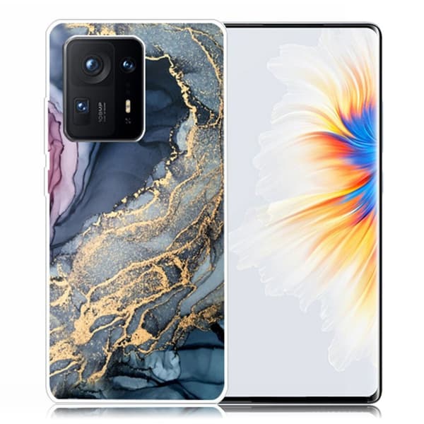 Marble Xiaomi Mix 4 Suojakotelo - Blue On Golden Splash Marble Multicolor