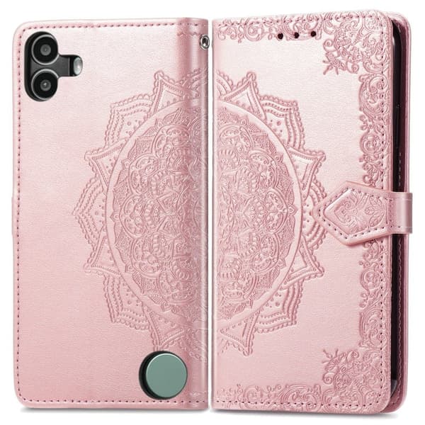 Mandala Nothing CMF Phone 1 etui i lær - Rose Gull Pink
