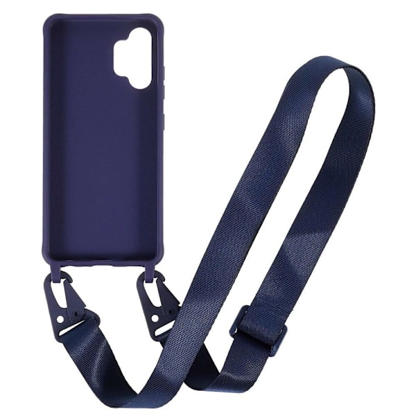 Tyndt TPU-etui med mat finish og justerbar strop til Samsung Galaxy A32 - Mørkeblå Blue