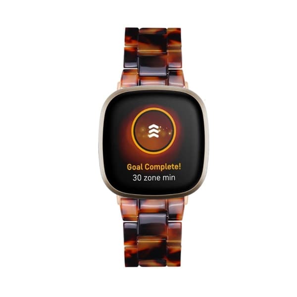 Fitbit Sense 2 / Versa 4 harpiksrem med metalspænde - Skildpaddeskal Farve Brown