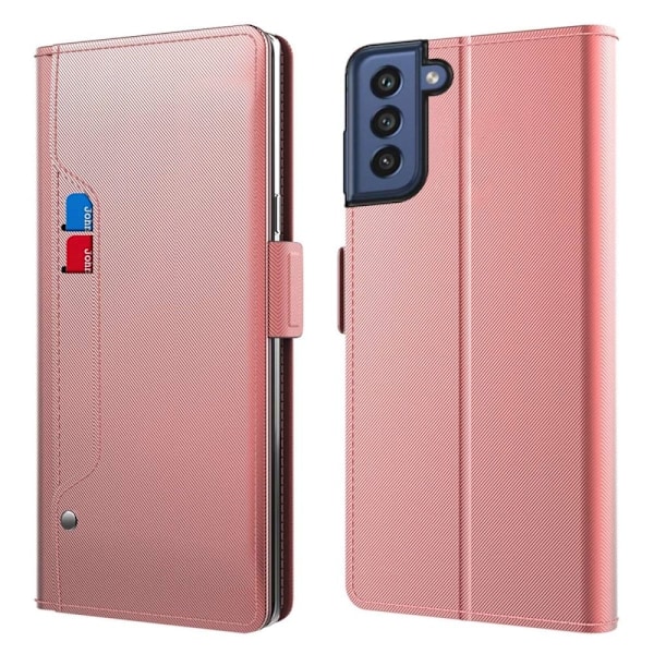 Snyggt Samsung Galaxy S21 FE fodral med sminkspegel - Rosa Rosa