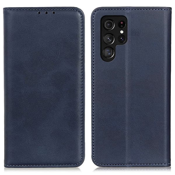 Äkta läder Samsung Galaxy S24 Ultra fodral - Blå Blå