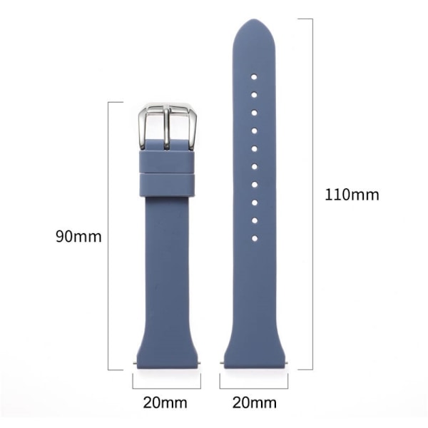 20 mm universal klockarmband i silikon - Ljusgrå Silvergrå