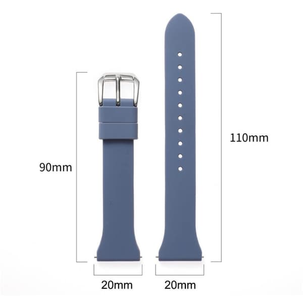 20 mm universal klokkerem i silikon - Lysegrå Silver grey
