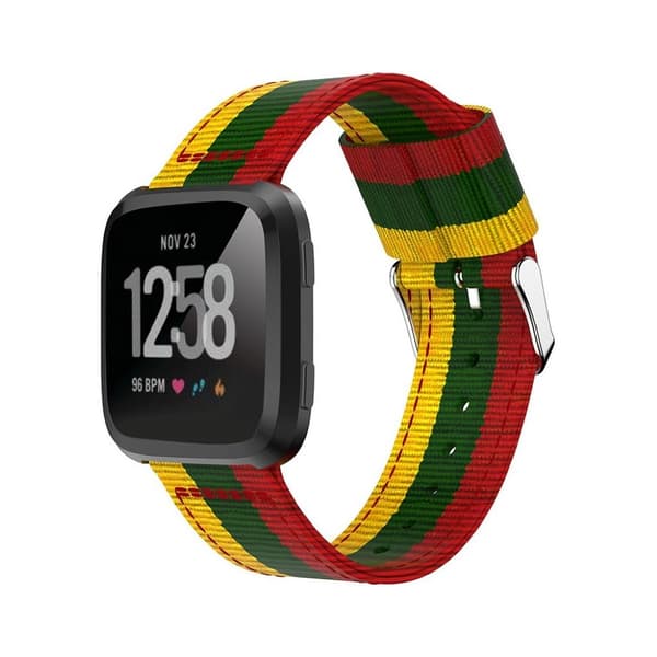 Fitbit Versa träningsklocka armband rem vävd nylon - Gul grön röd multifärg