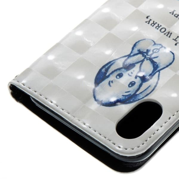 iPhone Xs Max læder flip cover med mønsterprint - Elefant Multicolor