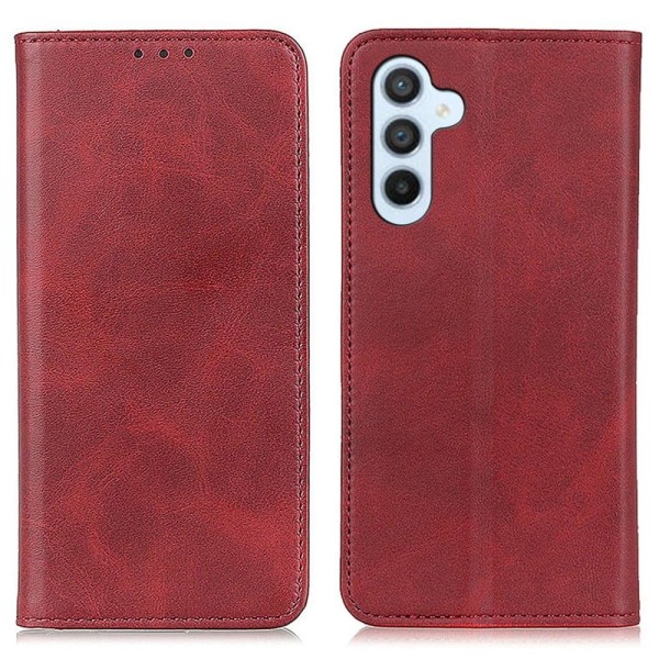 Lompakko-style Aitoa Nahkaa Läppäkotelo For Samsung Galaxy A24 4G - Punainen Red