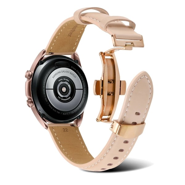 20 mm Universal texturerat klockarmband i äkta läder - Ljusrosa Rosa