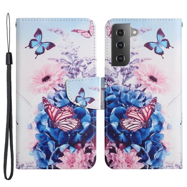 Wonderland Samsung Galaxy S22 Plus Flippetui - Lilla Sommerfugl Multicolor