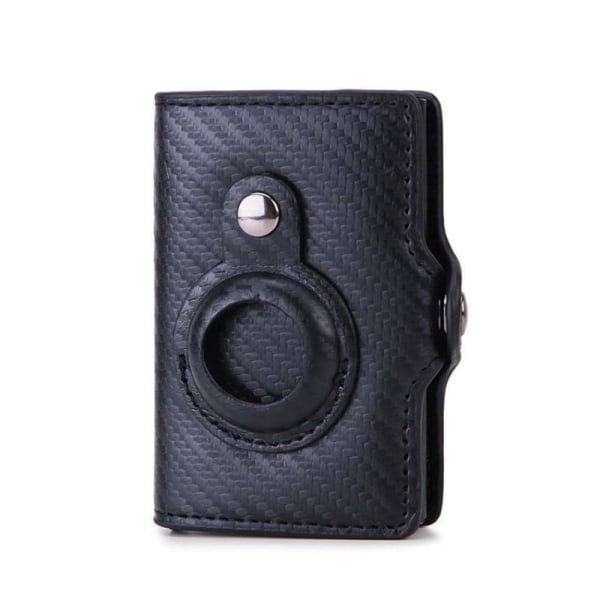 AirTags leather wallet cover - Carbon Fiber Black