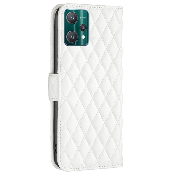 Rombuskuvioinen matta läppäkotelo Realme V25 / Realme 9 Pro - Valkoinen White