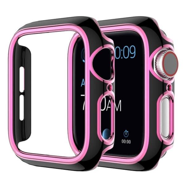 Skinnende farvepyntecover til Apple Watch Series 3/2/1 38mm - Sort / Lyserød Black