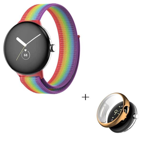 Google Pixel Watch nylonklokkerem med deksel i rosa gull - Flerfarget Multicolor