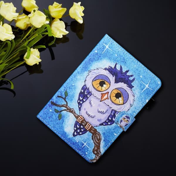 Lenovo Tab M10 Mønstret Lær Etui - Ugle Blue