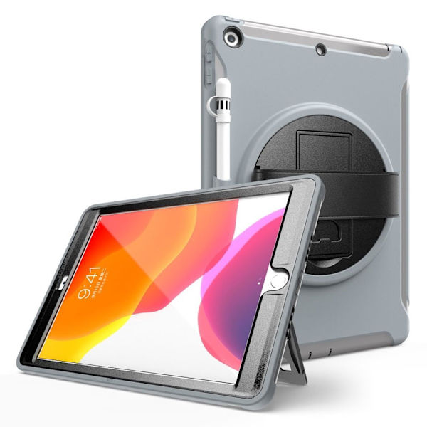 iPad 10.2 (2019) 360 svängbart hållbart fodral - Grå Silvergrå