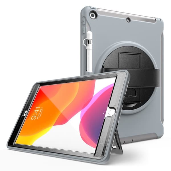 iPad 10.2 (2019) 360 sving holdbar etui - Grå Silver grey