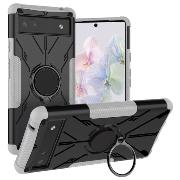 Kickstand-skydd med magnetisk platta för Google Pixel 6a - Vit Vit