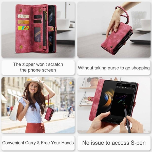 CaseMe Samsung Galaxy Z Fold4 Pung med Lynlås - Rød Red