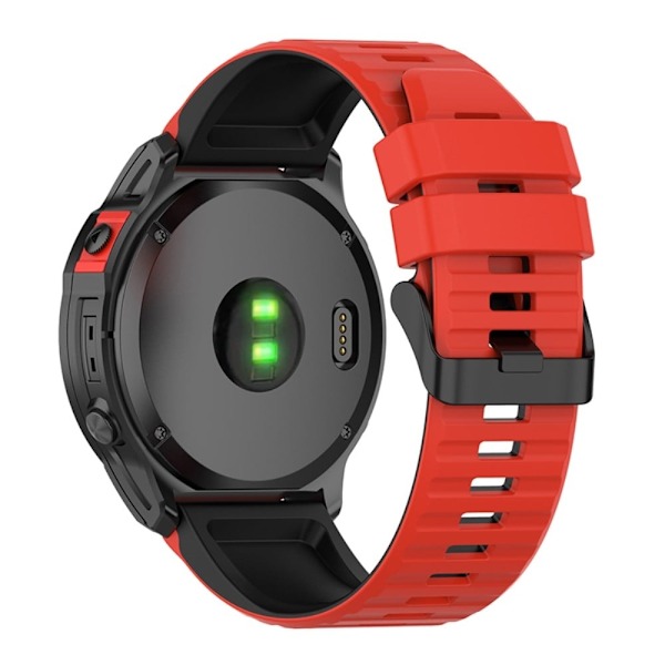 Garmin Fenix 7X tofarvet silikone-urrem - Rød / Sort Red