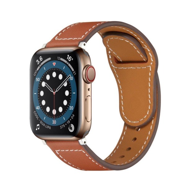 Apple Watch 40 mm klockarmband i äkta läder med nitdesign - Brun Brun