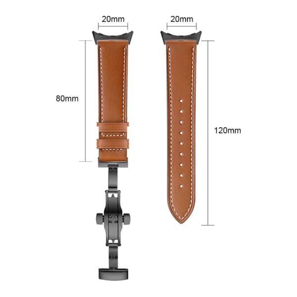 Google Pixel Watch aito nahkainen kellonhihna ja solki - Musta Solki / Valkoinen White