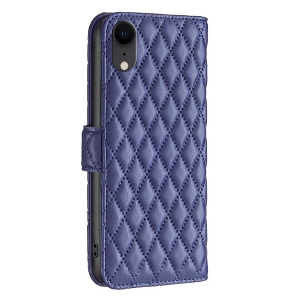 Rombemønster, matt flip-deksel for iPhone Xr - Blå Blue