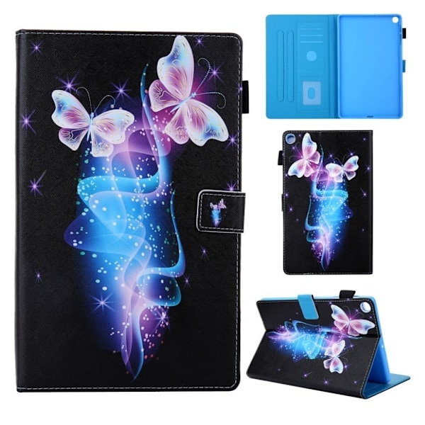 Samsung Galaxy Tab A 10.1 (2019) supreme mønster læder flip etui - Sommerfugl Multicolor