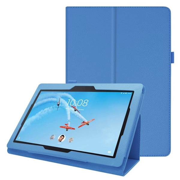 Lenovo Tab E10 Litchi Skinnetui - Lys Blå Blue