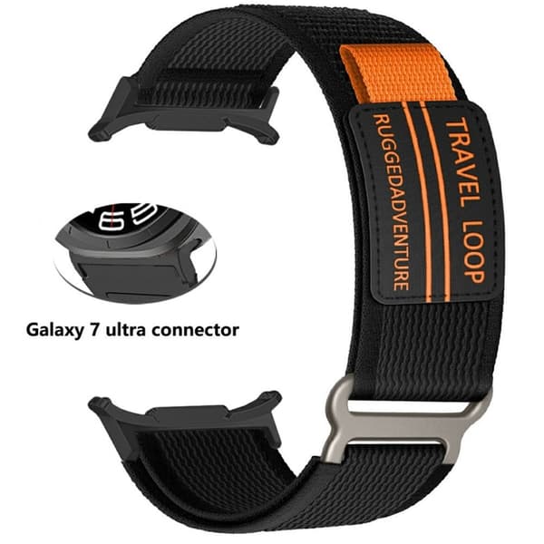 Samsung Galaxy Watch Ultra 47mm Urrem Justerbar Loop Fastener Nylonrem - Stjernelys + Sort Black