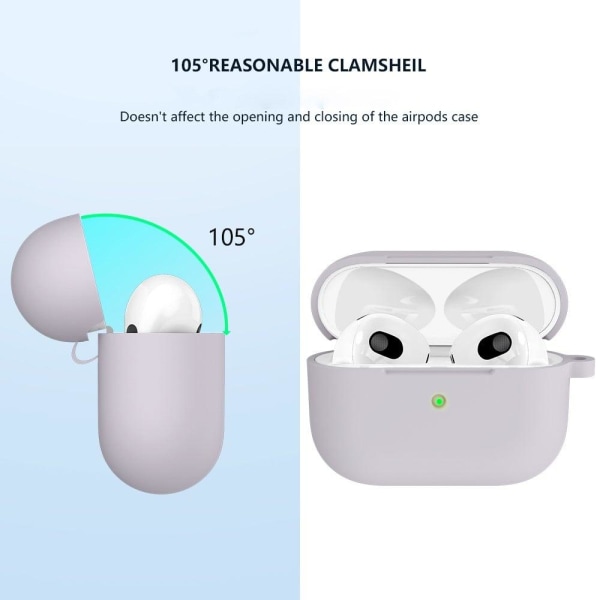 AirPods silicone case with carabiner - Lavender Purple