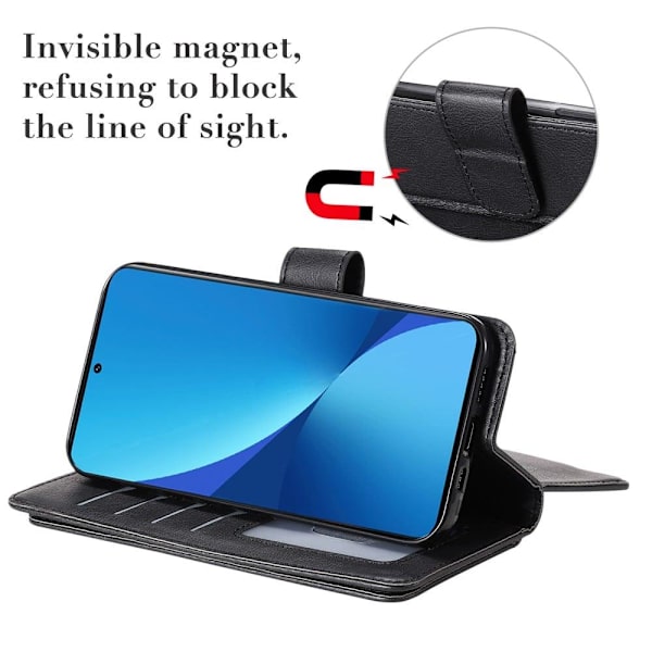 10-slot Lompakko Suojakotelo For Xiaomi 12 Lite - Musta Black