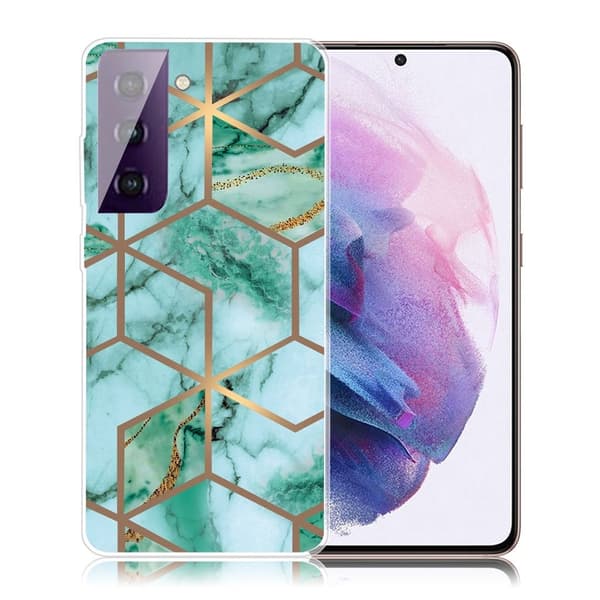 Marble Samsung Galaxy S21 FE Etui - Teal Marmorkugle Tile Green