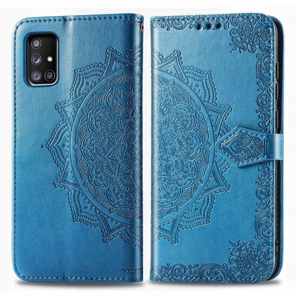 Mandala Samsung Galaxy A71 5G nahkakotelo - Sininen Blue