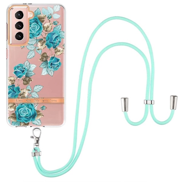 Slankt og slidstærkt softcover med nøglesnor til Samsung Galaxy S21 - Blå Rose Blue